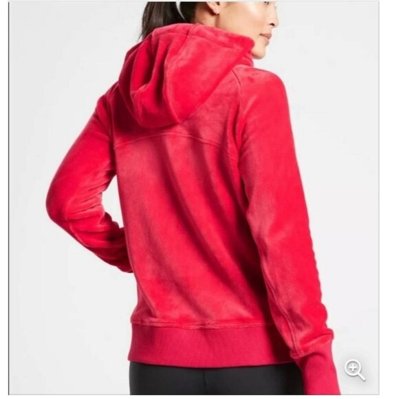 ATHLETA - Womens Velour Red Full Zip Jacket Size Medium - Picture 2 of 8